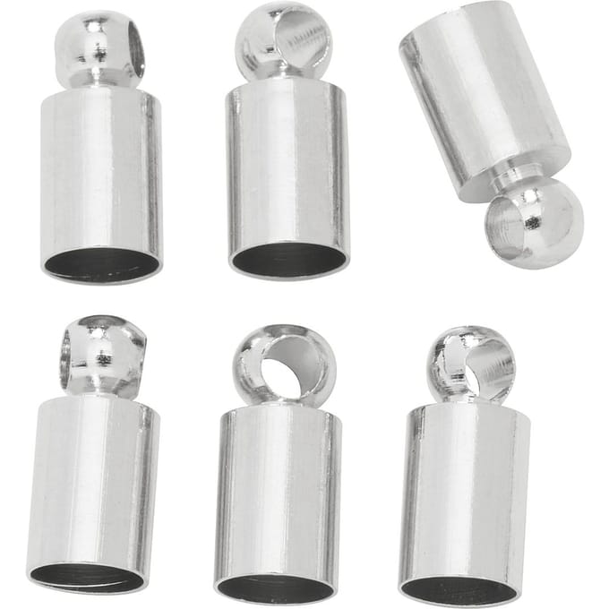 Eindkap voor 3mm Koord – 6 Stuks – Zilverkleurig