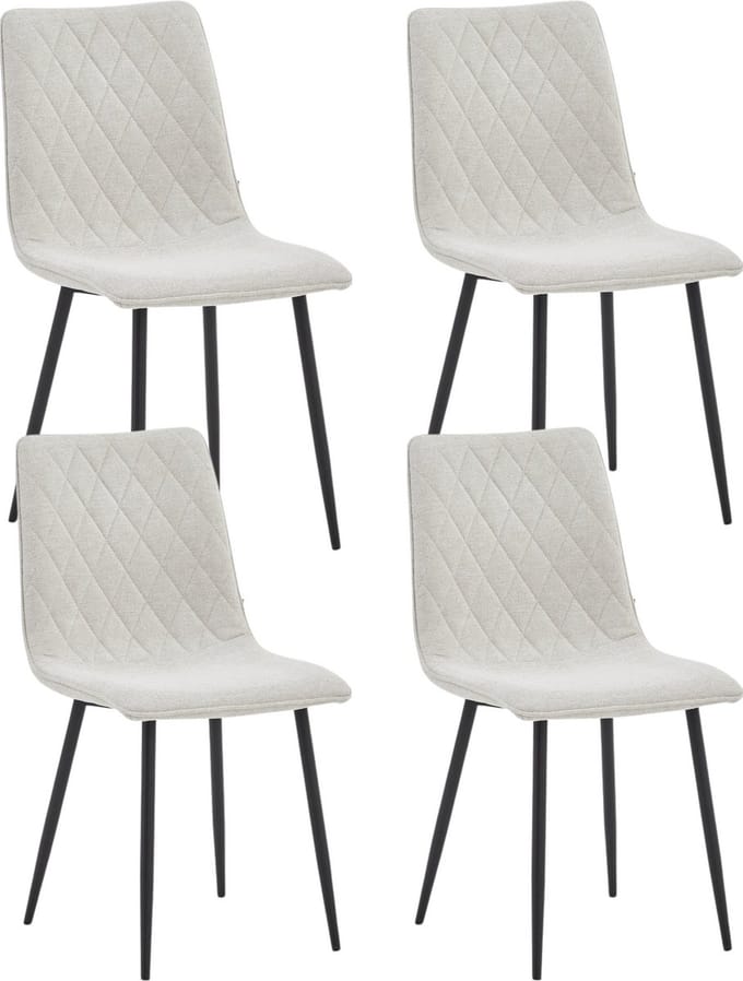 Colenis® - Elise Eetkamerstoel - Set Van 4 - Gebroken Wit - Linnen Stof- Industrieel