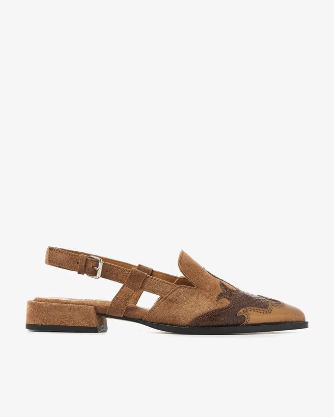 VIA VAI Jazz Vaienna Slingbacks Dames - Leer,Suède - Brons - Maat 37