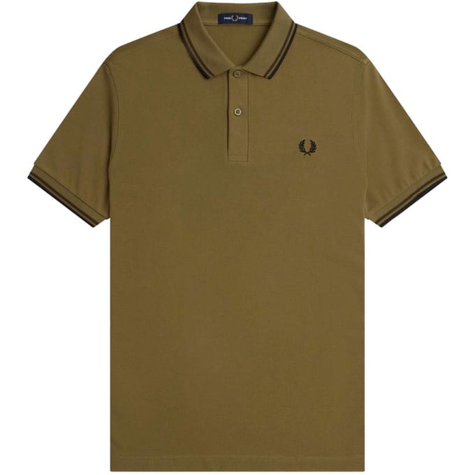Fred Perry Zwart Dubbelpuntkraag Donkerbruin Poloshirt