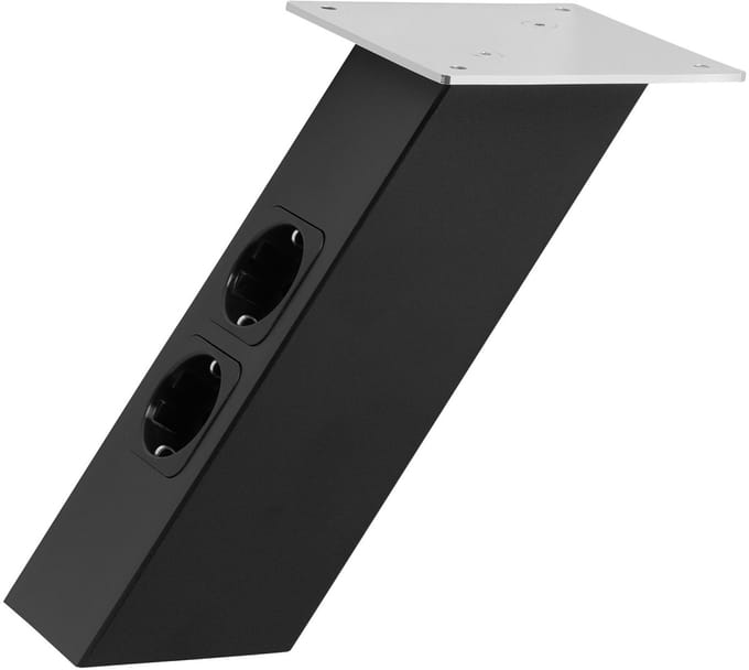 SOTECH Barconsole Schuin 210 x 80 x 70 mm in Zwart met Schuko Aansluitingen 30 kg Draagvermogen Tegensteunconsole