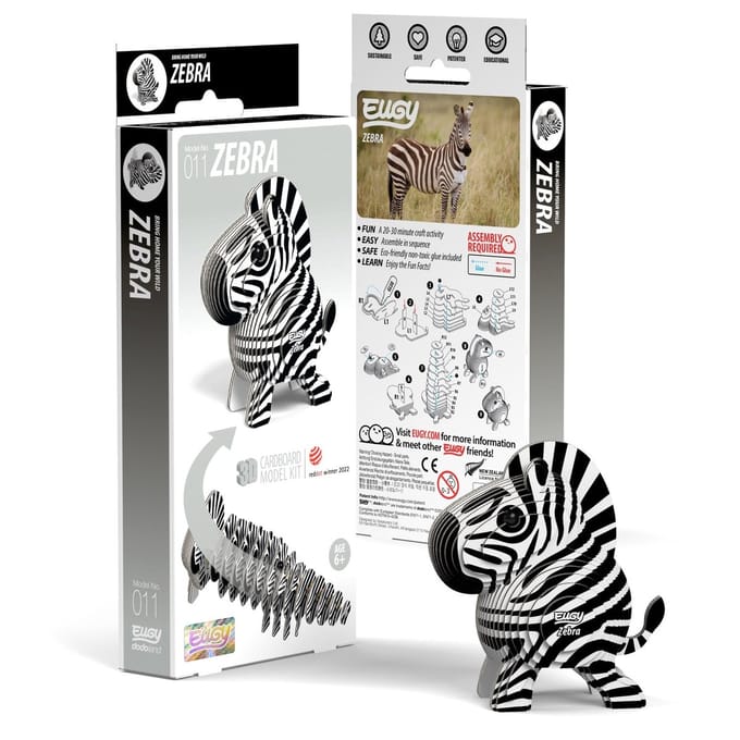 EUGY 3D Puzzel - Zebra - Wilde Dieren - Duurzaam - Verzamel Ze Allemaal - 6 Jaar