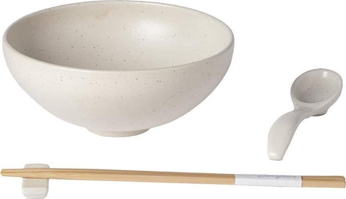 Costa Nova - servies - ramen schaal set Pacifica creme - aardewerk - 0,97L - H 8 cm