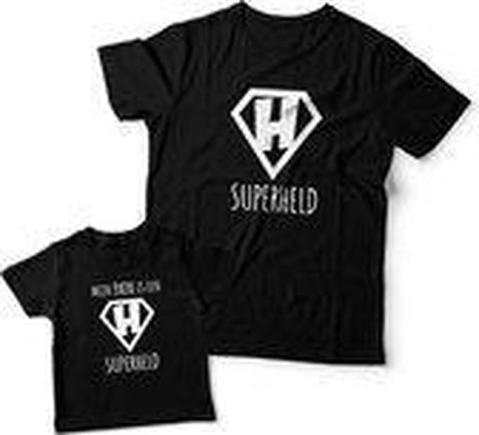 Matching shirts Vader & Zoon | Mijn papa is een superheld | Papa maat L & Zoon maat 68