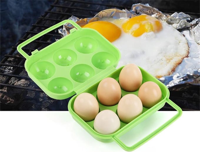 Eierhouder - Eierdoos - Kamperen Picknick - Schokbestendig Ontwerp - 6 Eieren - Oranje
