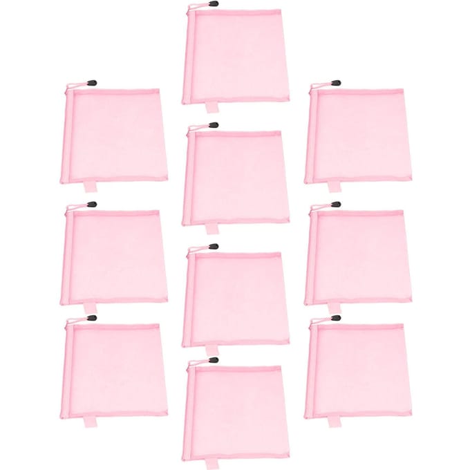10PCS Pochette Zippée pour Documents Imperméable Résistante aux Déchirures Format Papier A5 Sac Organisateur de Documents Gris rose