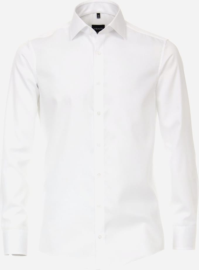 VENTI modern fit overhemd - mouwlengte 72 cm - twill - wit - Strijkvriendelijk - Boordmaat: 47