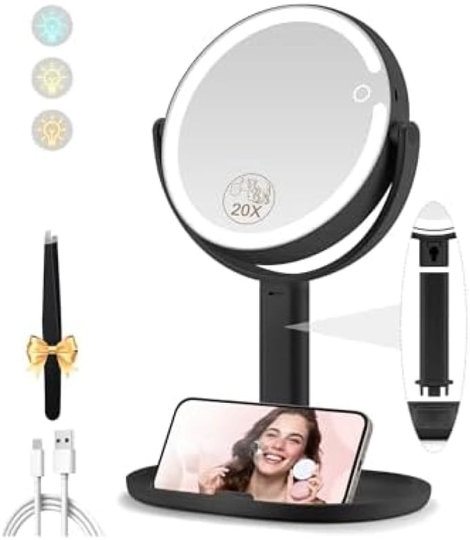 Make-up spiegel met verlichting en vergroting - 360° draaibaar