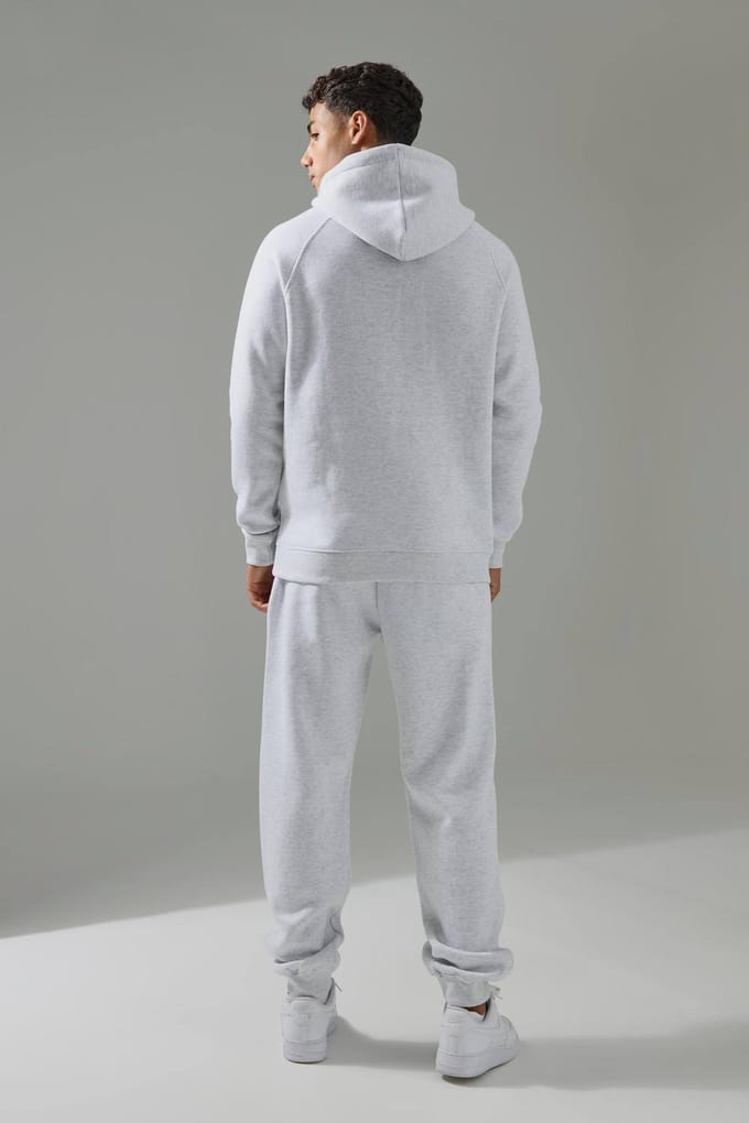 Regular Fit Man Active Hoodie & Jogger Tracksuit | Light Grey | Size Medium