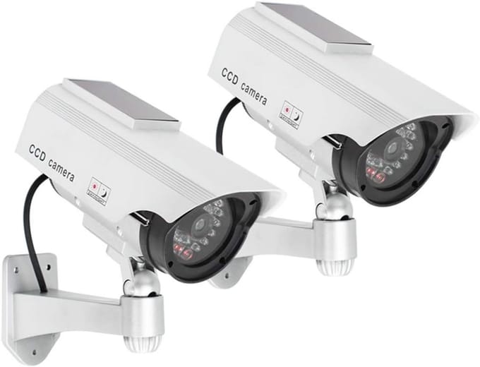 Set van 2 Buiten & Binnen Dummy Camera's met Zonnepaneel LED en Muurbeugel