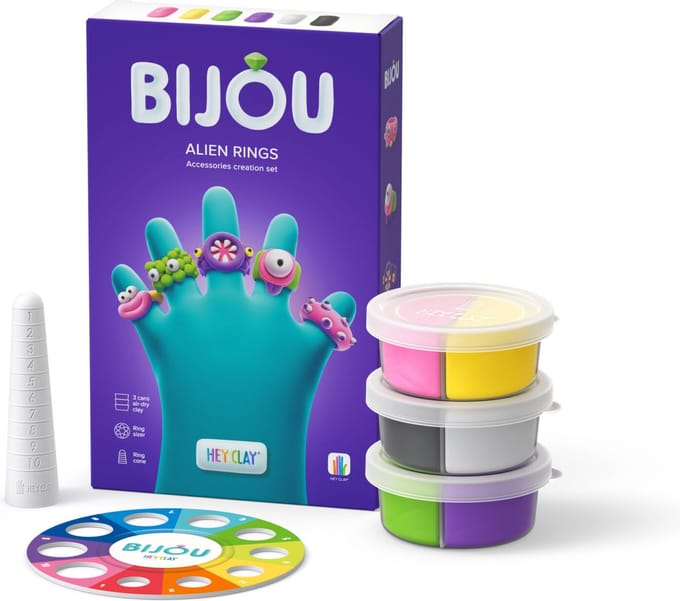 Hey Clay Alien Ringen - Interactieve speelklei met app - 3 cans