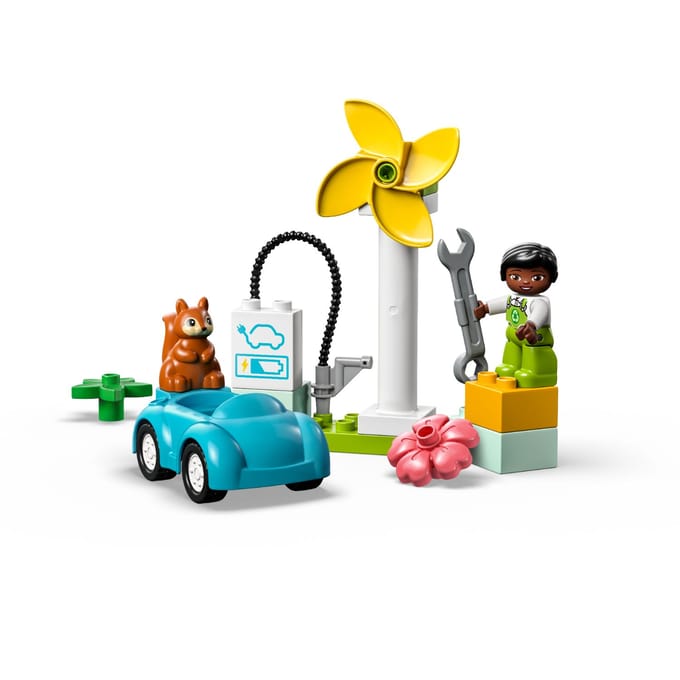 LEGO 10985 DUPLO Stad Windmolen en elektrische auto, Leerzaam Peuterspeelgoed met Figuren
