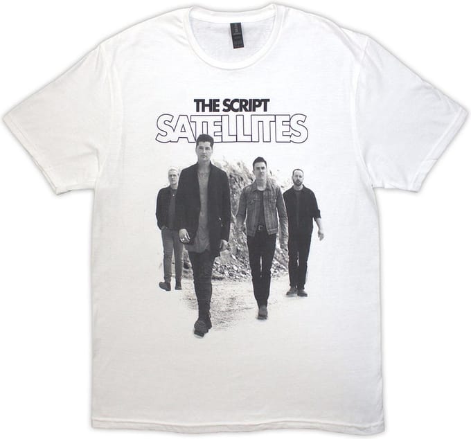 The Script - Satellites Photo Heren T-shirt - M - Wit