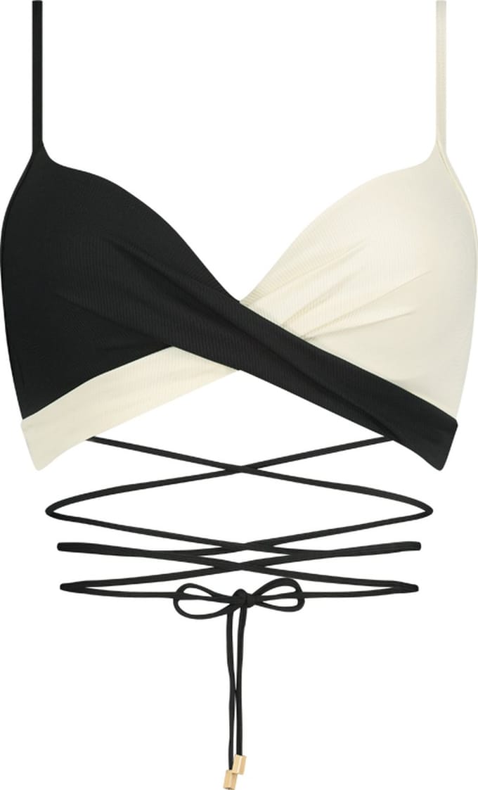 Beachlife Vanilla & Black twist bikinitop