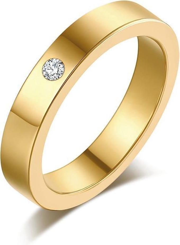 Montebello Ring Tabea Gold - 316L Staal - Trouw - 5mm - Maat 51 - 16.25mm