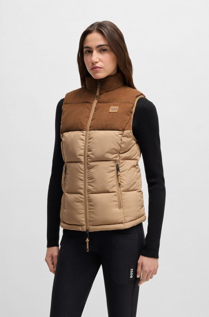 BOSS Equestrian FW25 Gewatteerde Bodywarmer Viola-Camel-L