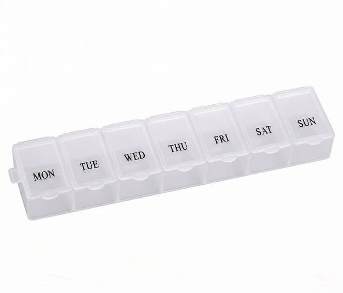 Pillendoos - 7 vakken - 7 dagen - Pillendoos voor 1 week - Wit - IXEN