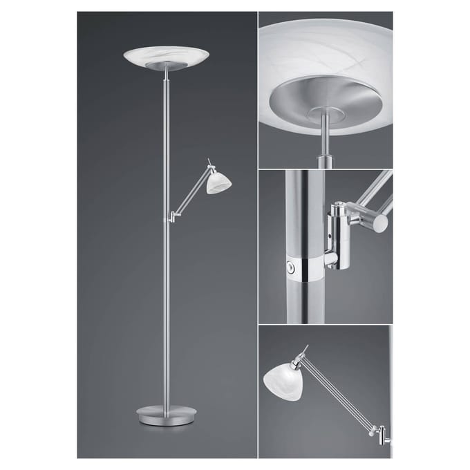 HELL LED vloerlamp Findus, 2-lamps, nikkel