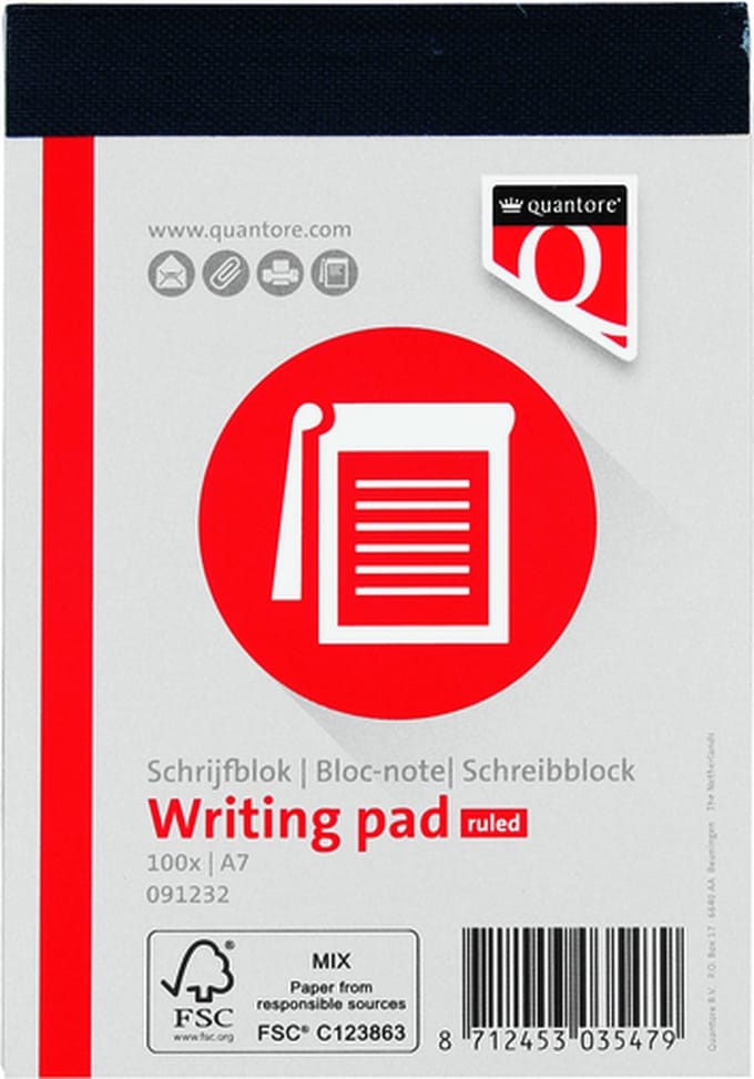 Schrijfblok quantore a7 lijn 100vel 60gr | 3 stuks