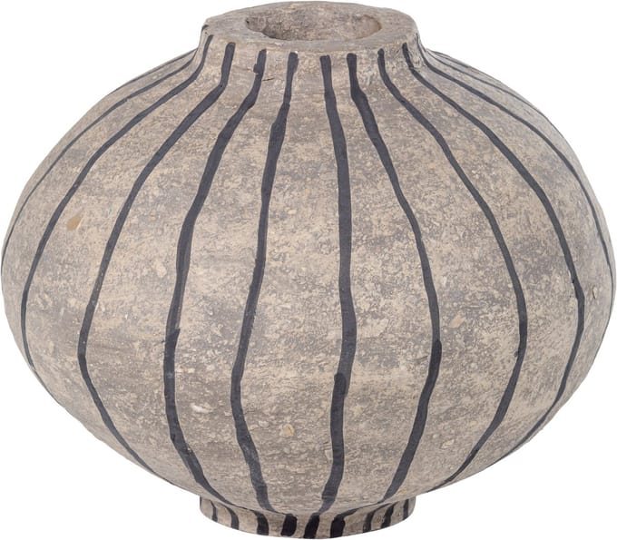 WOOOD Karo Decoratie Vaas - Papier Mache - Zand - 30x35x35