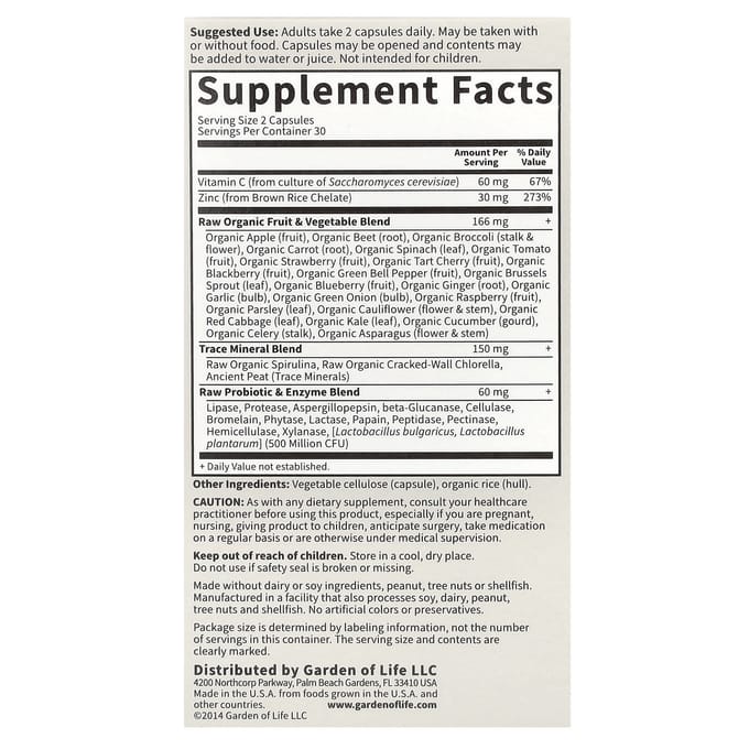 Vitamin Code RAW Zink – 30 mg Zink + Vitamine C (60 capsules)