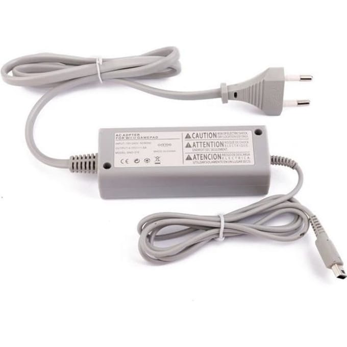Adaptateur secteur Chargeur Câble pour Nintendo Wii U Gamepad (Gris) grijs