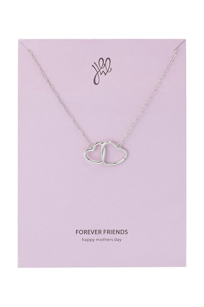 Ketting geschakelde hartjes - moederdag - zilver RVS