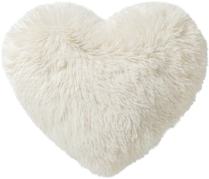 HART - sierkussen 40x45 cm - hartjeskussen - fluffy - Snow White - wit