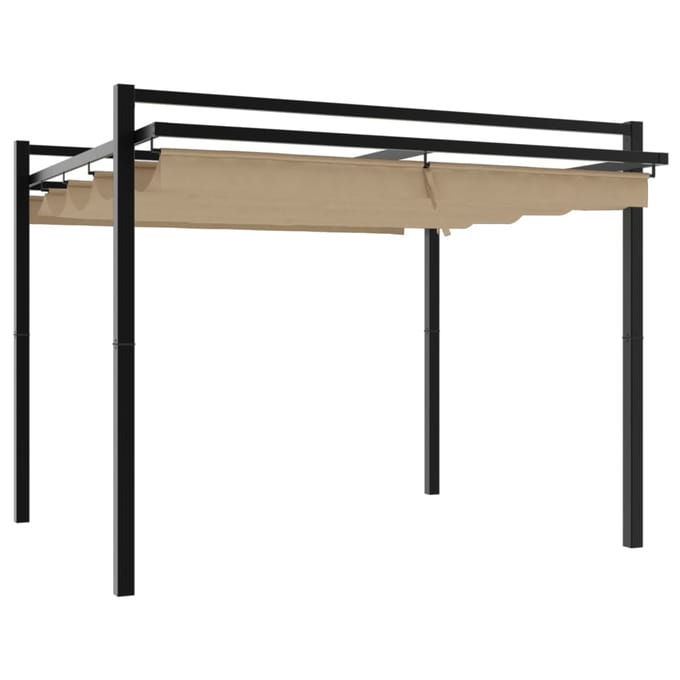 vidaXL - Prieel - met - uittrekbaar - dak - 3x3 - m - aluminium - taupe