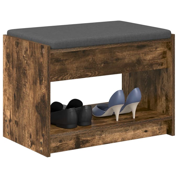 vidaXL - Hallenbank - Gerookte - Eik - 63 - x - 38 - x - 45 - cm