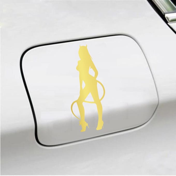 Bumpersticker - Vrouw Duivel - 7 X 16,5 - Goud