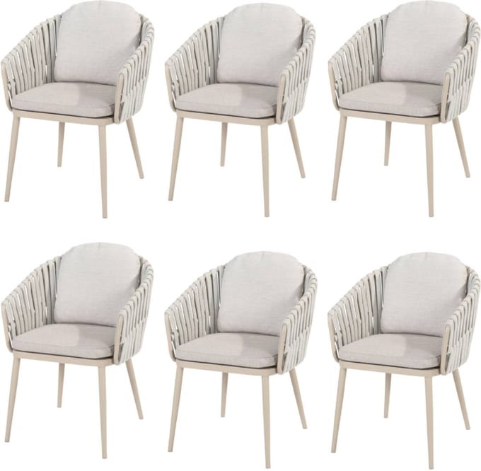 Eva dining tuinstoel latte rope Taste 4SO set van 6