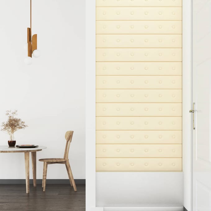 vidaXL - Wand - Hoofdbord - 12 - st - Crème - Kunstleer