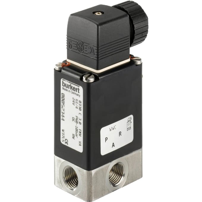 Magneetventiel 3/2-Weg G1/4'' Universeel RVS FKM 0-12bar/174psi 24VDC 0330 136535