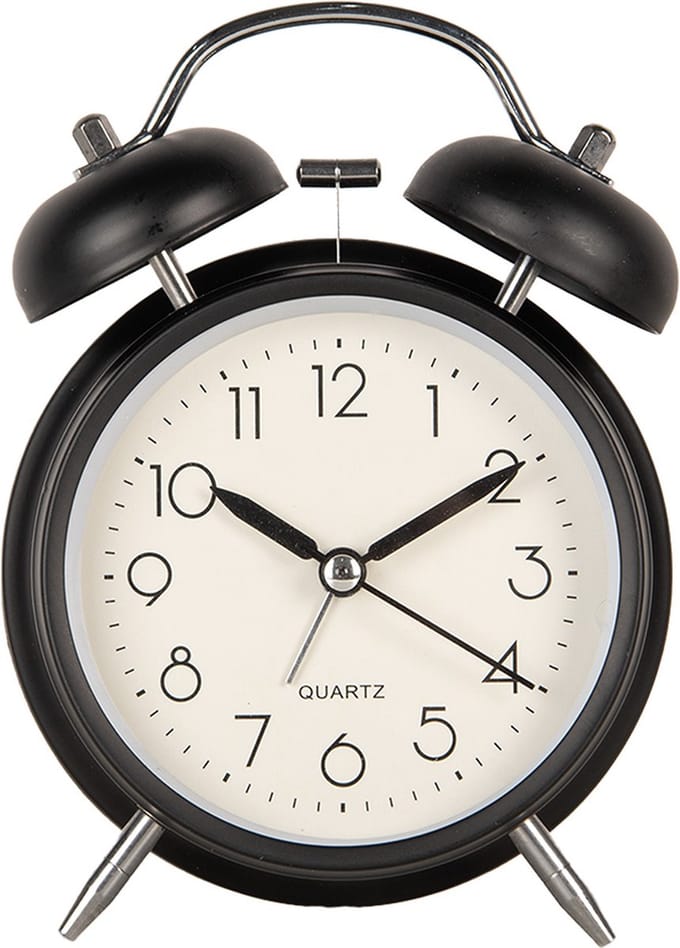 Clayre & Eef Wekker Analoog Ø 9x5x13 cm Zwart Metaal