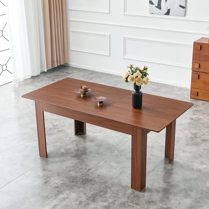 REDOM - Rechthoekige Uitschuifbare Eettafel - Modern - Voor Eetkamer - MDF - Walnootkleur