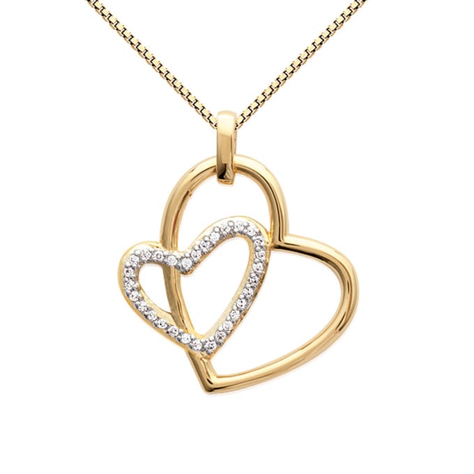 Montebello Ketting Ravenea - 925 Zilver Goudverguld - Hart - 25x30mm - 45cm