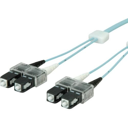 EasyLan glasvezel LED patchkabel duplex 50/125µm OM3, SC/SC, turkoois, 3 m