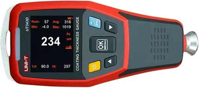 UNI-T UT343D Coatingdiktemeter Digitale FE/NFE Metaal Autolak Diktemeter LCD Backlight Autolak Checker