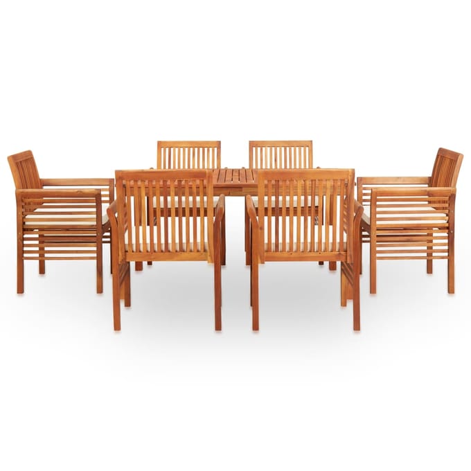 vidaXL - 7-delige - Tuinset - met - kussens - massief - acaciahout