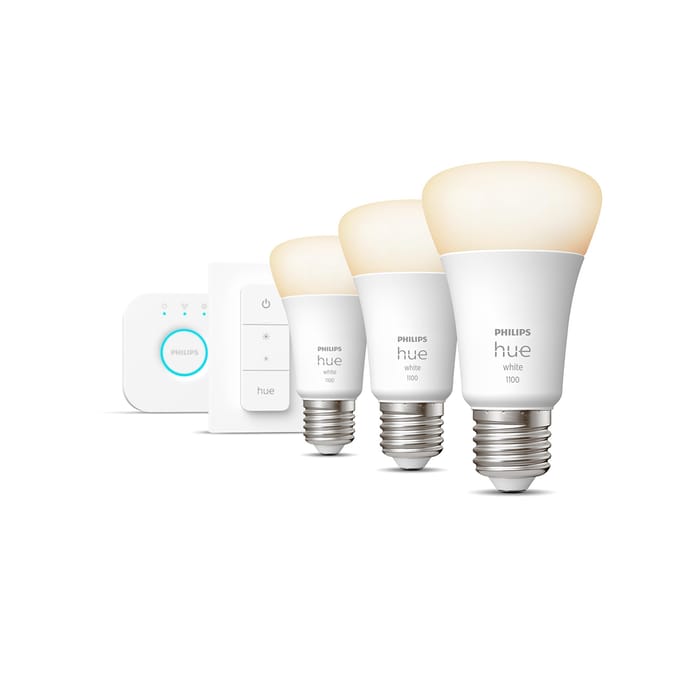Philips Hue White Bluetooth Starter Kit E27 - 3 Lampen + Bridge + Dimmer Switch - Wit