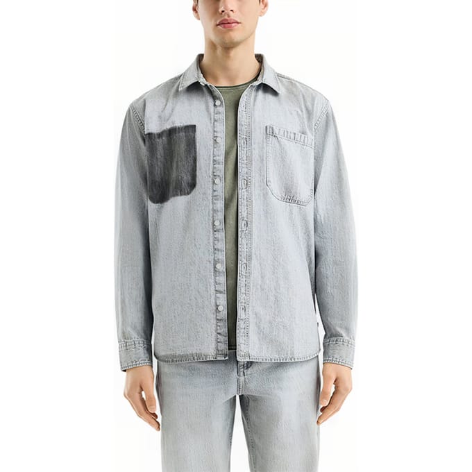 s.Oliver -qs Shirt Grey Denim Maat: S | Casual Overhemden Outlet | Heren | Grijs