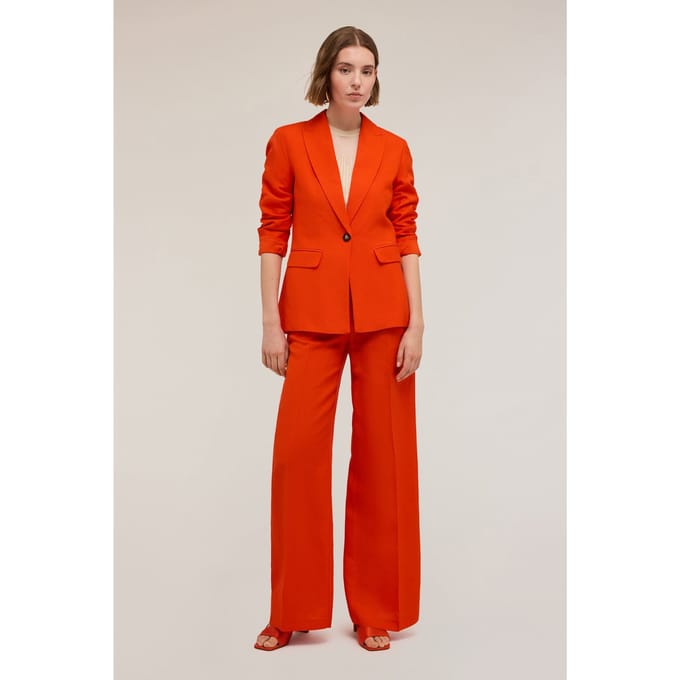 Motivi Single-breasted Linen-blend Blazer Red Taglia: 38 | Blazers Outlet | Donna | Rosso