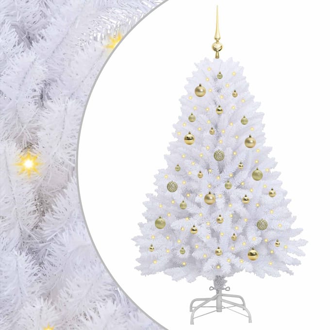 vidaXL Kunstmatige Inklapbare Kerstboom Wit 150 cm PVC en staal