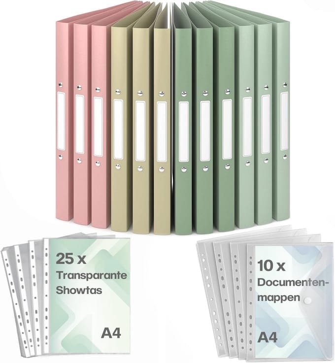Ringmap Set - Document Mappen - Documenten Organiseren - Op Natuur Geïnspireerd - 12 Stuks A4 - Aarde