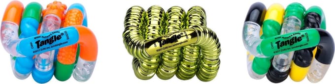 Tangle Toys - Textured Junior 3-Pack - blauw groen - The Original Fidget