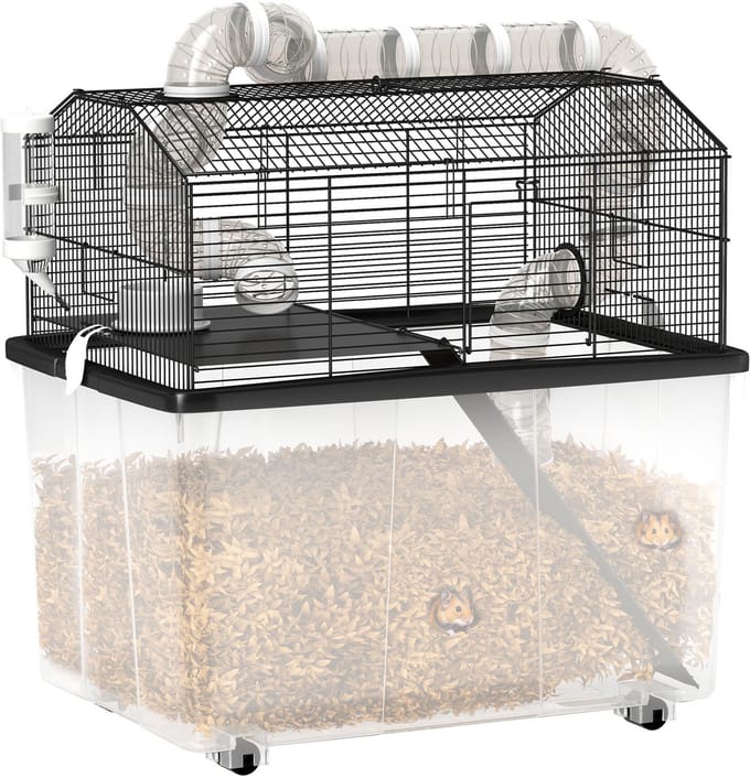 PawHut-Hamsterkooi-Staal-58x43x57cm-Zwart