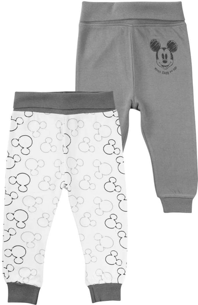 Disney Mickey Mouse Baby Broekjes - Set van 2 - Grijs/Wit - Maat 62/68