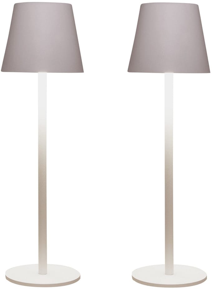 Anna Collection Portable tafellamp Ambiance - 2x - wit - 37 cm - aanraaksensor - draadloos/oplaadbaar met USB - binnen/buiten