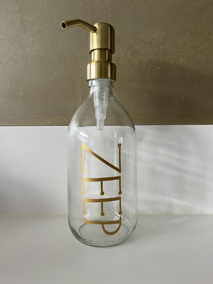 BBBLS® Design Dispenser "Zeep" | Transparant Glas | 500ml | RVS / Metaal Pomp Goud | Zeeppomp | Zeepdispenser | Zeephouder